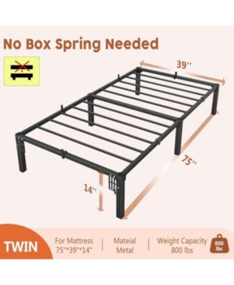 Twin Bed Frame, 14" High Platform Bed Frame, Heavy Duty Steel Slat Support Twin Size with Storage Space, Support Up to 800 LBS, Easy Assembly