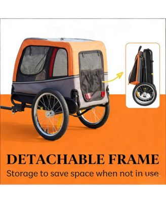 Foldable Pet Bike Trailer Carrier for Dogs & Small Animals, Collapsible Bicycle Attachment