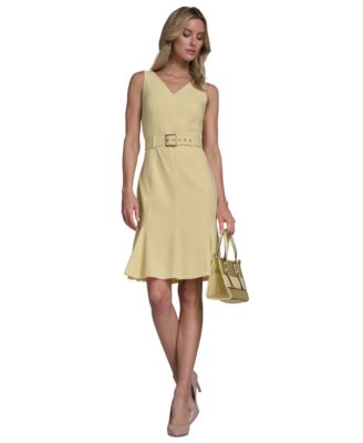 Women's Belted Pleated Hem Dress