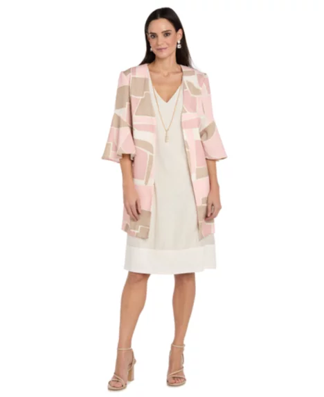 Petite Printed Jacket Dress - Pink/Neutral