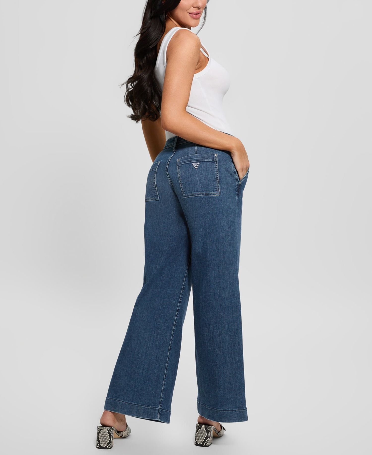 Women's Zoya Wide-Leg Faded High-Rise Jeans