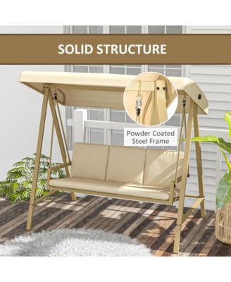 3-Seat Porch Swing with Canopy & Removable Cushions,