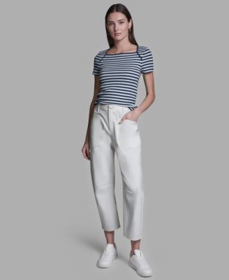 Women's Mid-Rise Pocket Detail Barrel Pants