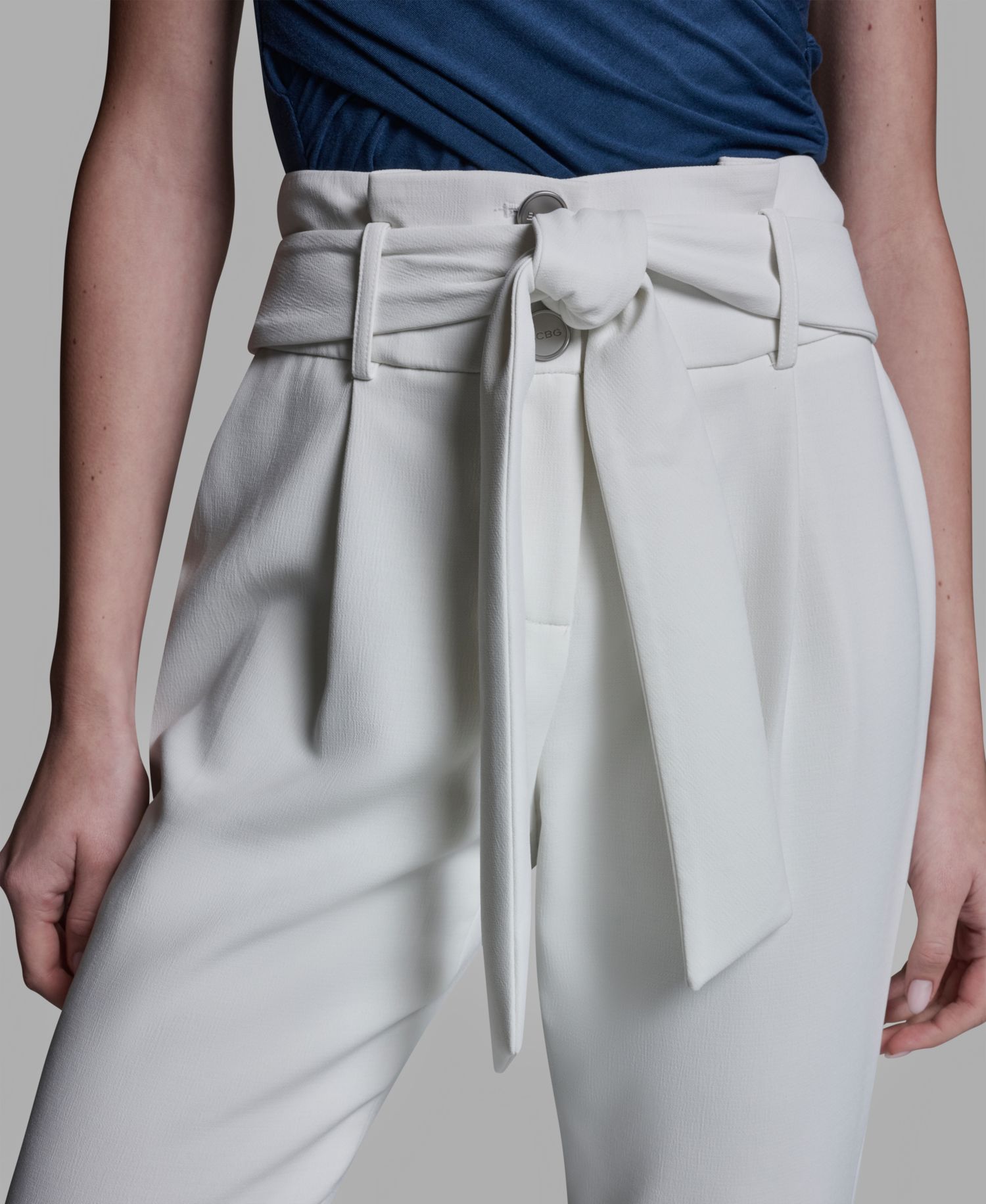 Women's High-Rise Tie Detail Straigh-Leg Pants