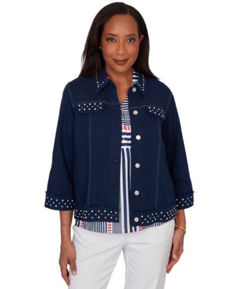 Женские куртки Alfred Dunner Petite Button-Front Denim Jacket