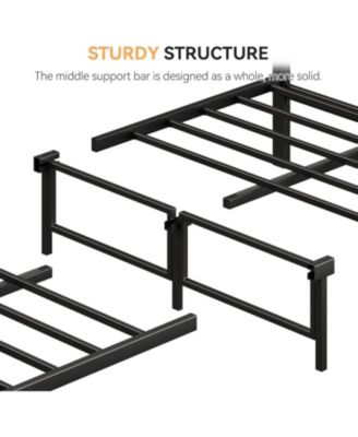 Wood Platform Bed Frame with Headboard and Footboard, Safety Rounded Corners and Metal Slat Support