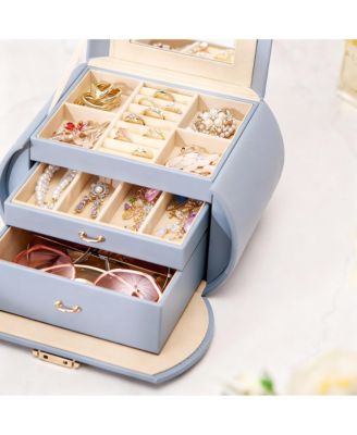 PU Leather Jewelry Organizer with Mirror and Lock