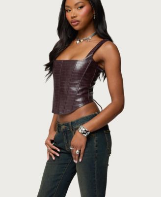Women's Shana Faux Croc Corset Top