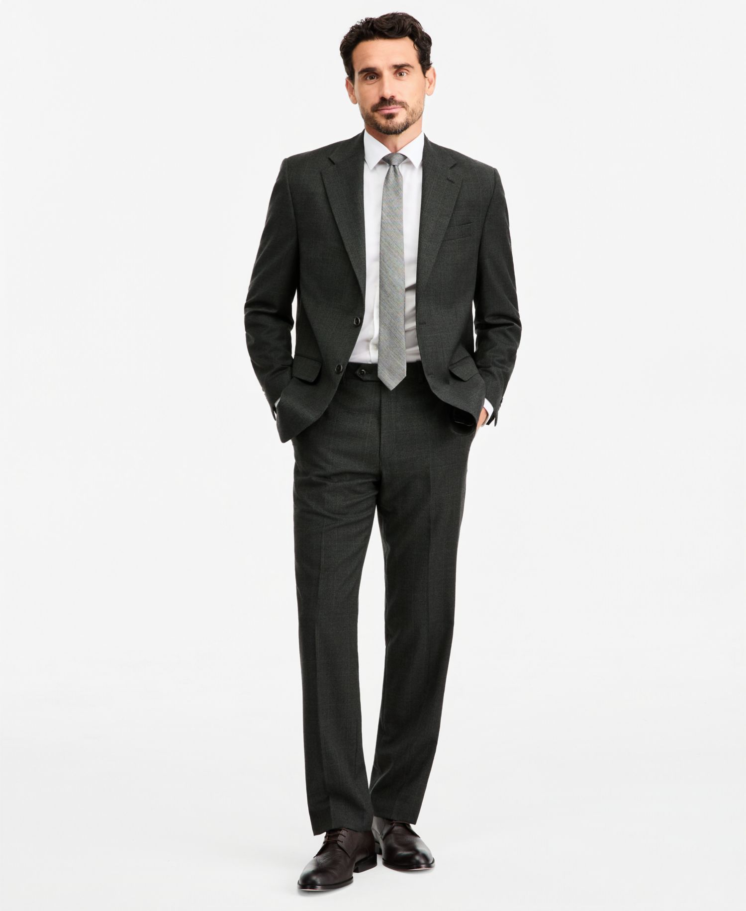 Men's Classic-Fit Wool-Blend Stretch Plaid Suit Separate Pants