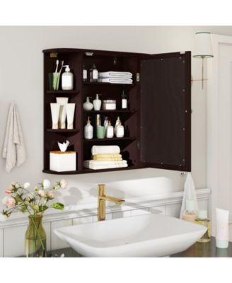 Volenca Wall-Mounted Bathroom Mirror Cabinet with Storage Shelves