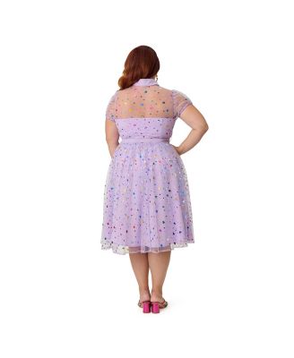 Plus Size 1950s Short Sleeve Collared Hollie Swing Dress
