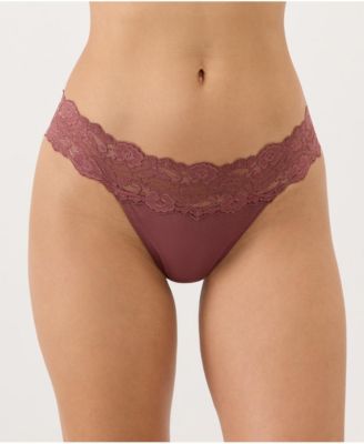 Women's Lace Waist Thong 3-Pack Made With Cotton