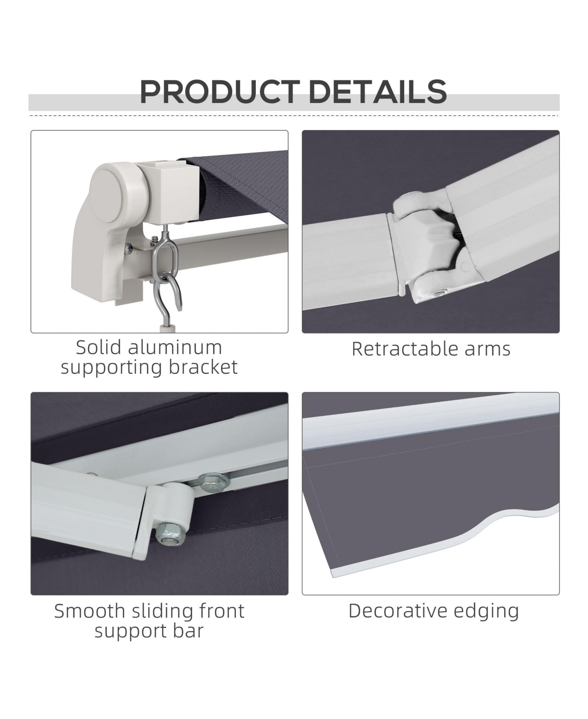 Outsunny 12' x 10' Retractable Awning Patio Awnings Sun Shade Shelter