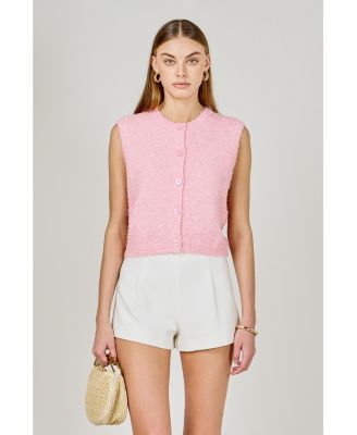 Women's Textured Sleeveless buttoned vest Top