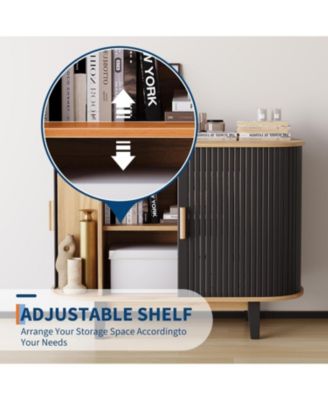 40" Fluted Sideboard Buffer Cabinet, Storage Cabinet with Sliding Door & Adjustable Shelf, for Living & Dining Room Kitchen Hallway