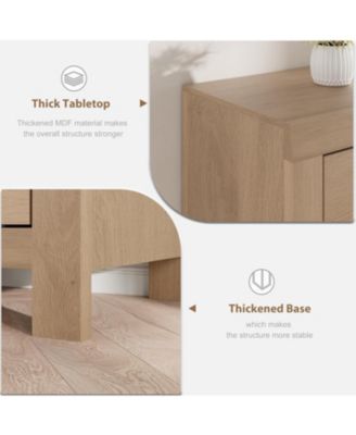 Farmhouse TV Stand for 75/80 Inch TVs, 70" Long Entertainment Center with 6 Storage Drawer & Soundbar Shelf, Television Consoles Stands