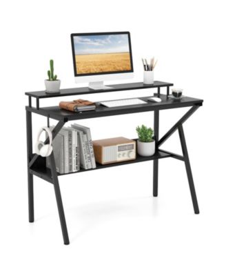 Computer Desk with Monitor Stand and Extra Storage