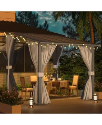 8'x8' Wall Gazebo with Curtains and Mosquito Netting