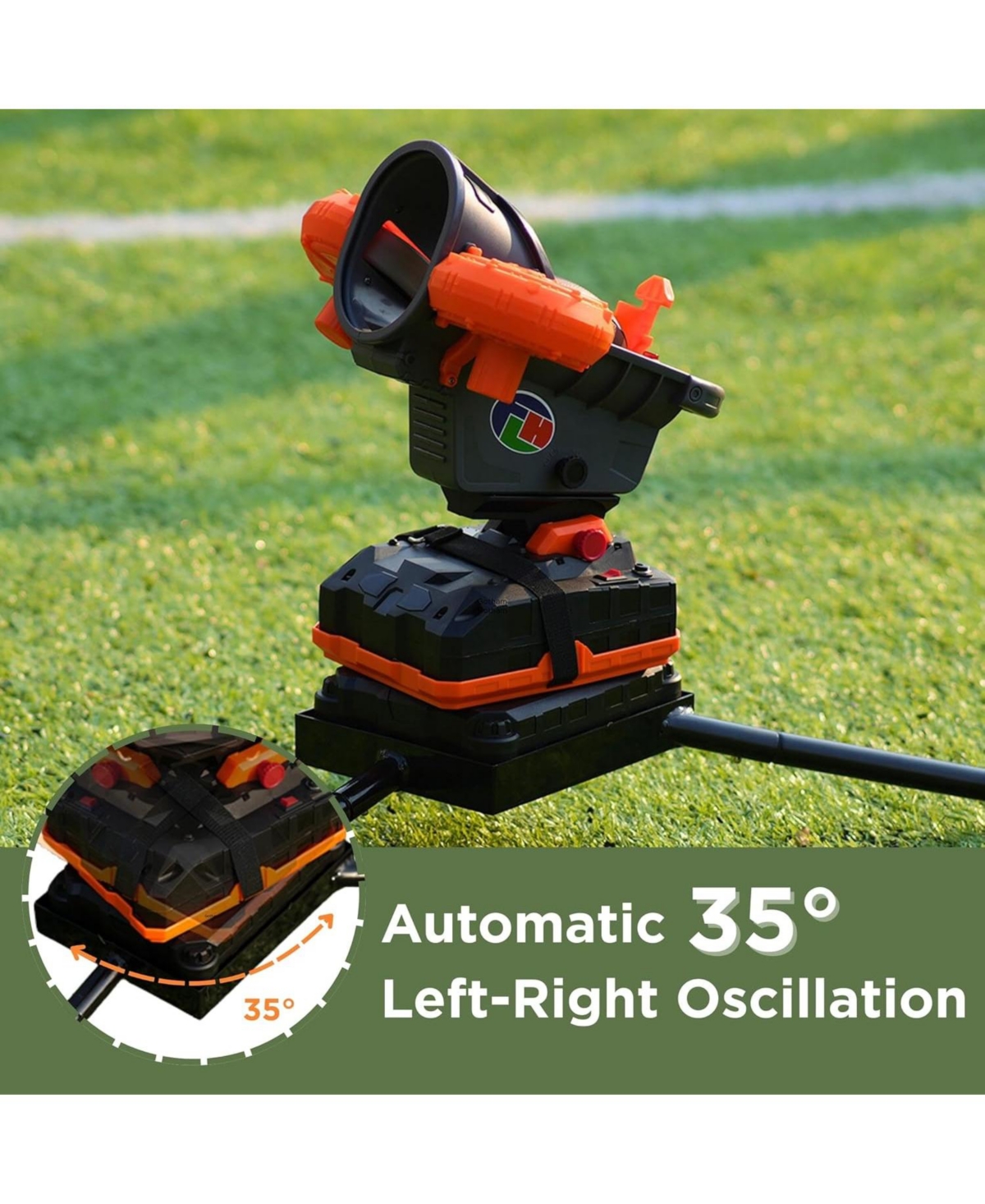 Furlihong Automatic Football Machine for Kids & Teens with Adjustable Angles, Left Right Oscillation, 2 Training Footballs & Carry Bag