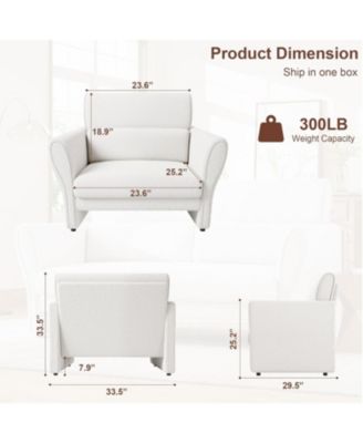 Modern Accent Chair with Arms, Boucle Upholstered Armchair, Mid-Century Lounge Chair for Living Room, Bedroom, Office, Comfy Single Sofa