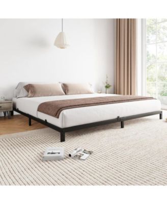 Metal California King Bed Frame, 6 Non-Slip Mattress without Headboard, Sturdy Heavy Duty Bed Frame with Reserved Holes