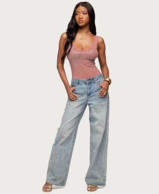 Women's Angelita Rhinestone Sheer Mesh Bodysuit