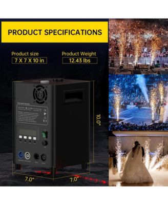 600W Safe Indoor Cold Spark Machine with DMX, Wireless Control & 13ft Adjustable Spray for Stages