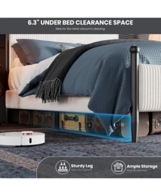 Queen Upholstered Bed Frame with Velvet Headboard, Corduroy Platform, Wood Slats, White