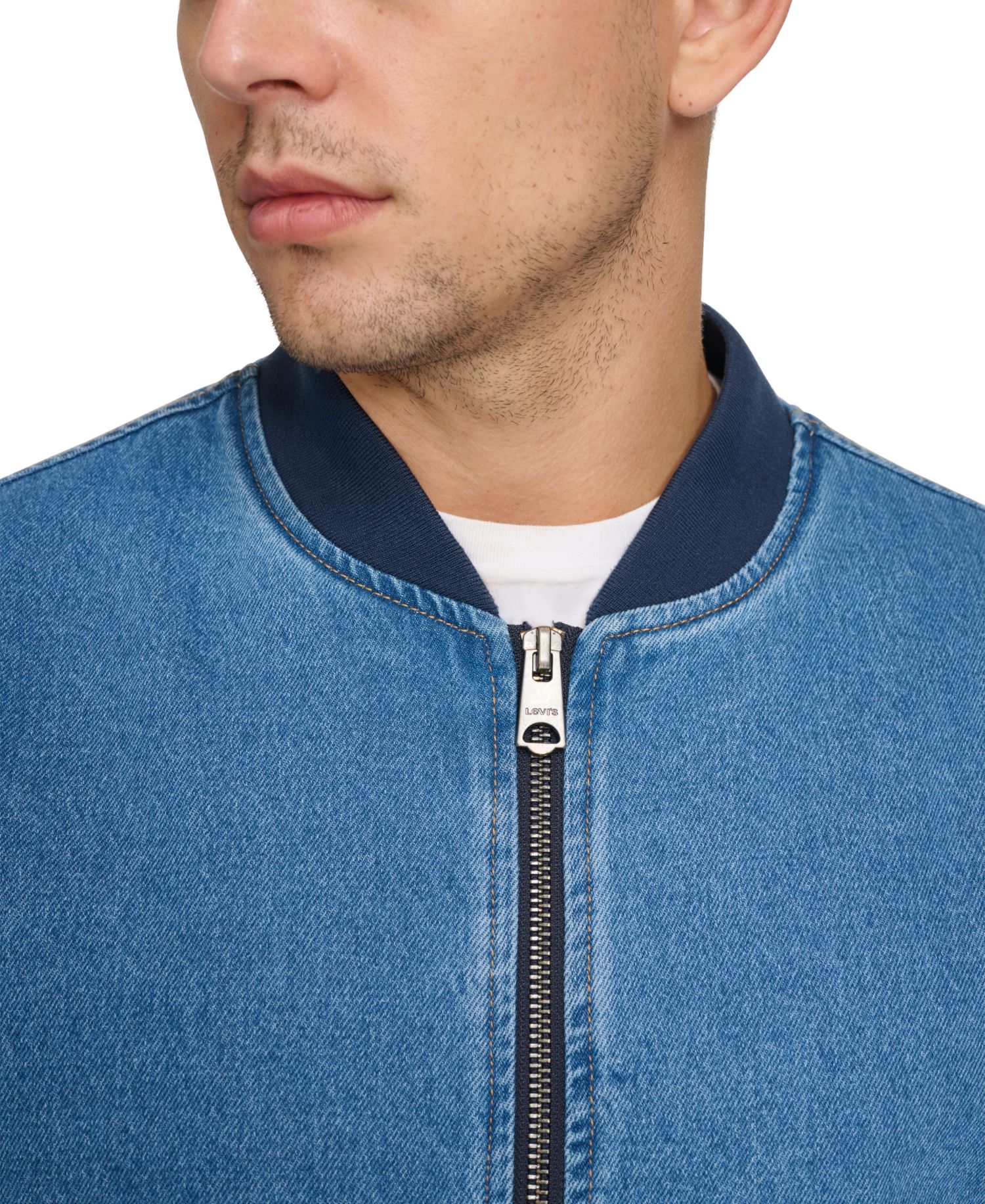 Men's Flight Full-Zip Denim Bomber Jacket
