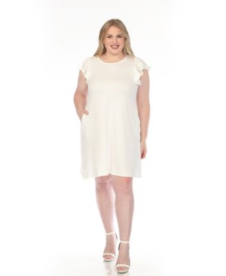 Plus Size Crew Neck Ruffle-Sleeve Dress