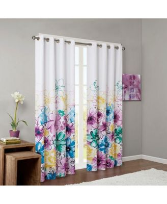 Printed Floral Blackout Curtain Panel, 50" W x 84" H, Grommet Top, Single Window Panel