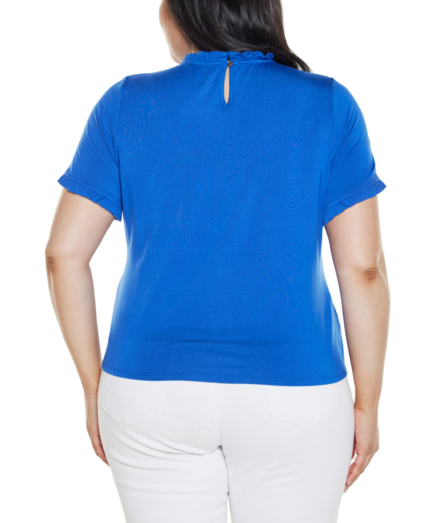 Plus Size Ruffle-Trim Grommet Knit Top
