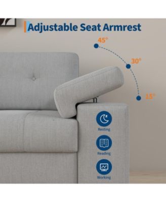 3 Seater Couch for Living Room, 85" Modern Chenille Cloud Sofa with Adjustable Armrest & Removable Backrest, Comfy Deep Seat Couches