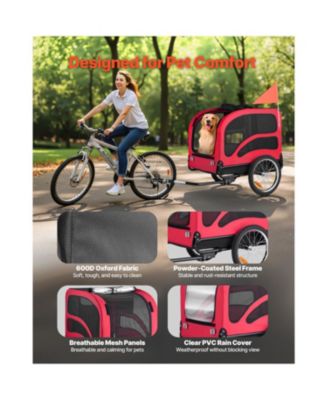 Heavy-Duty Dog Bike Trailer, Up to 100 lbs - Universal Bicycle Carrier for Small & Large Pets,Red