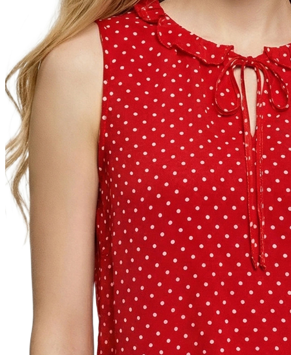 Ny Collection Petite Sleeveless Ruffle Flounced Blouse