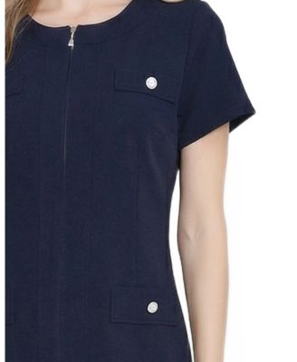 Petite Short-Sleeve Pleat Hem Dress