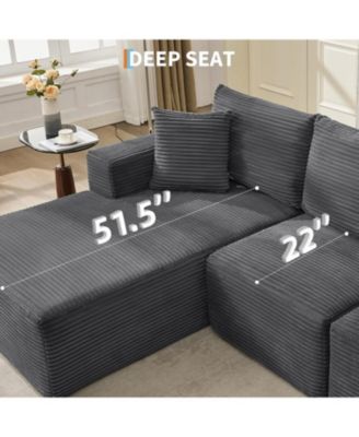 108" Modular Sectional Sofa - L Shaped Boneless Cloud Couch with 67.5" Chaise, Reversible L/R Facing, No Assembly Required