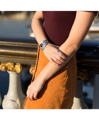 925 Sterling Silver Oxidized Black Simulated Onyx Adjustable Wrap Spoon Ring Size 9 Ring