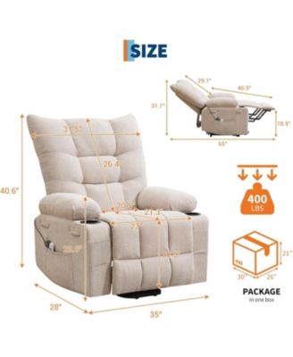 Power Lift Recliner Chair for Elderly - Electric Massage and Heat Recliner with 45° Assist Stand