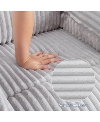 Corduroy Recliner Chair, Manual Recliner Sofa with Handle, Pillow Top Arms, Thick Padding, Side Pocket