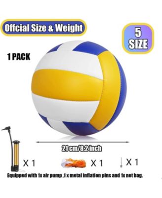 Official Size 5 Volleyball with Premium PU Leather and Soft Touch Surface Includes Ball Pump Inflation Needle and Mesh Carrying Bag
