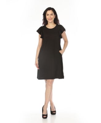 Women's Crew Neck Ruffle-Sleeve Dress