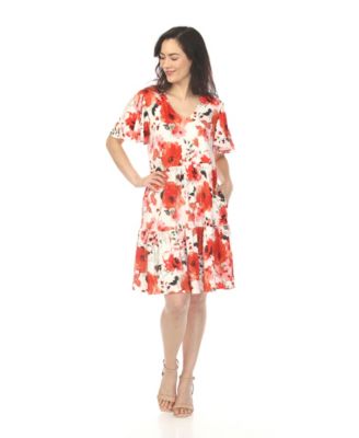 Women's V-Neck Vintage Floral Short-Sleeve Dress