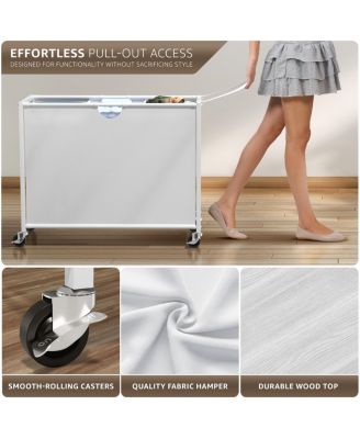 Dresser with 3 Section Laundry Hamper and 2 Drawers for Laundry Room Organization