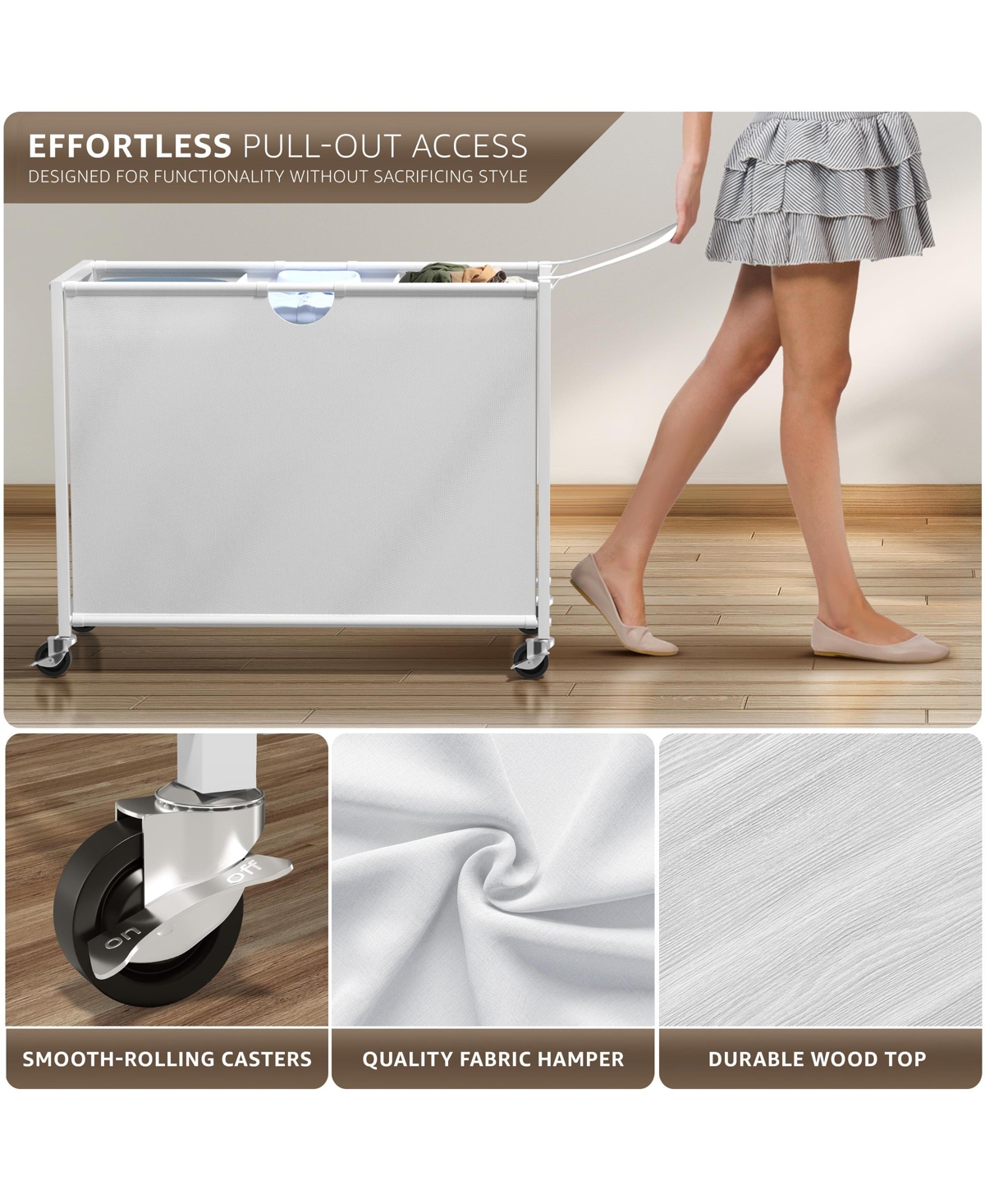 Sorbus Dresser with 3 Section Laundry Hamper and 2 Drawers for Laundry Room Organization