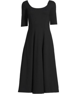 Women's Starfish Elbow Sleeve Midi Fit and Flare Dress