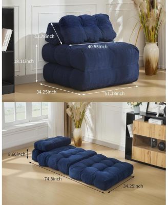 Folding Sofa Bed,Convertible Sleeper Chair with Pillows & Back Support,Portable Fold Out Chair Bed Boneless Couch,Sofa Lounge for Living Room