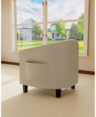 Accent Chairs Faux Leather Chairs Barrel Club Chairs Comfy Living Room Chairs with Sturdy Legs for Bedroom Reading Room Waiting Room