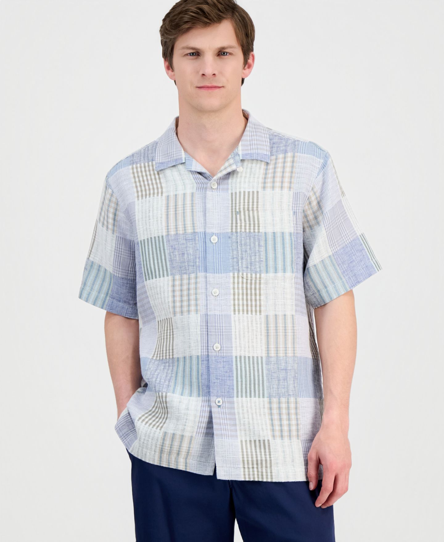 Мужская рубашка Tommy Bahama Patchwork Sands Linen-Blend, цвет: Рыжевато-коричневый — фото 1
