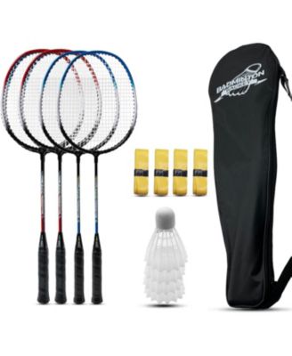 Badminton Rackets Set of 4 for Backyard Games Includes 4 Racquets 4 Nylon Shuttlecocks 4 Grip Tapes and Carrying Bag for Adults